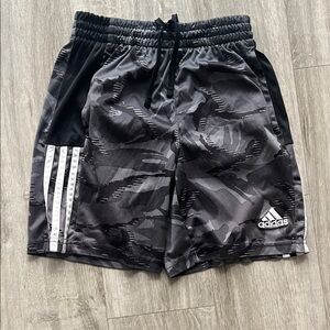Adidas Gray Camo Shorts with White Stripes